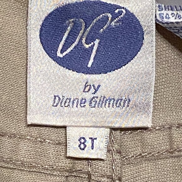 DG2 Diane Gilman Tan Denim Jeans Striped Elastic Ankle Cuffs Stretch Size (8T) - Picture 6 of 8